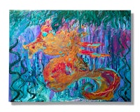 a painting of a seahorse in the water