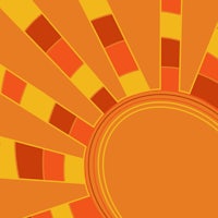 an orange background with a sun in the middle