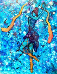 a painting of a woman dancing in the water